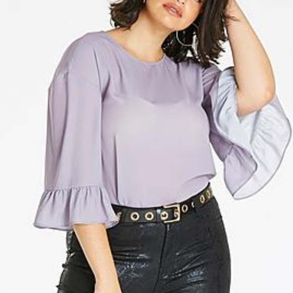 Simply Be Tops - Soft Lavender Flowy Top